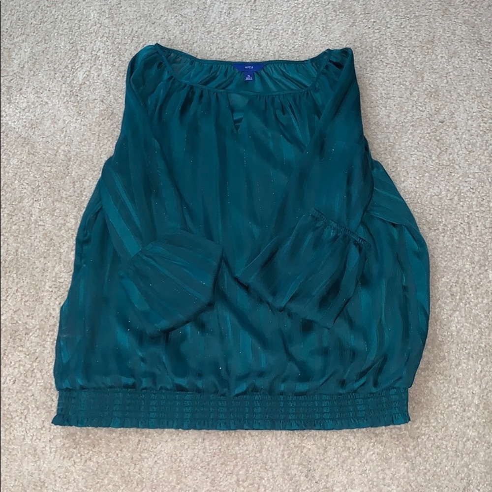 apt 9 shiny green long sleeve shirt